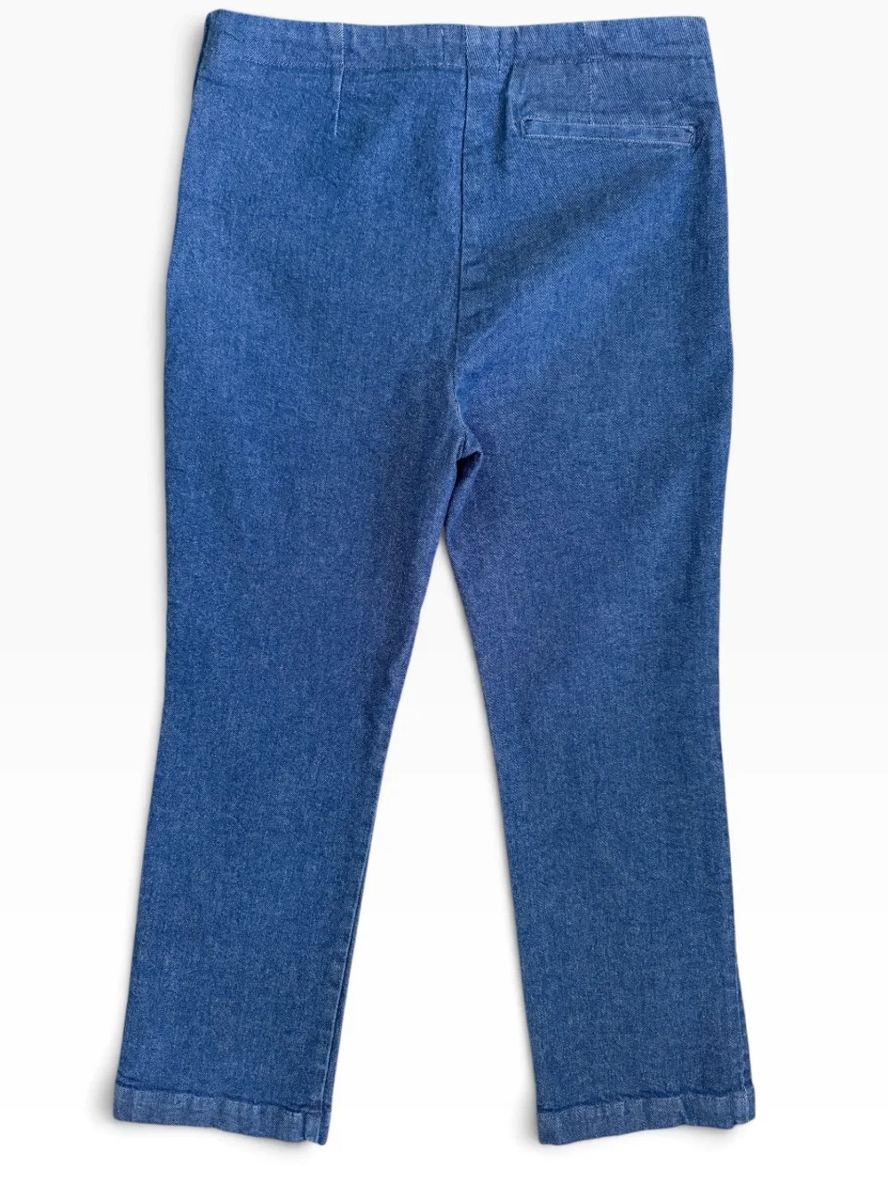 SEZANE Side Zip Stretch Denim Crop Jeans in Denim Blue